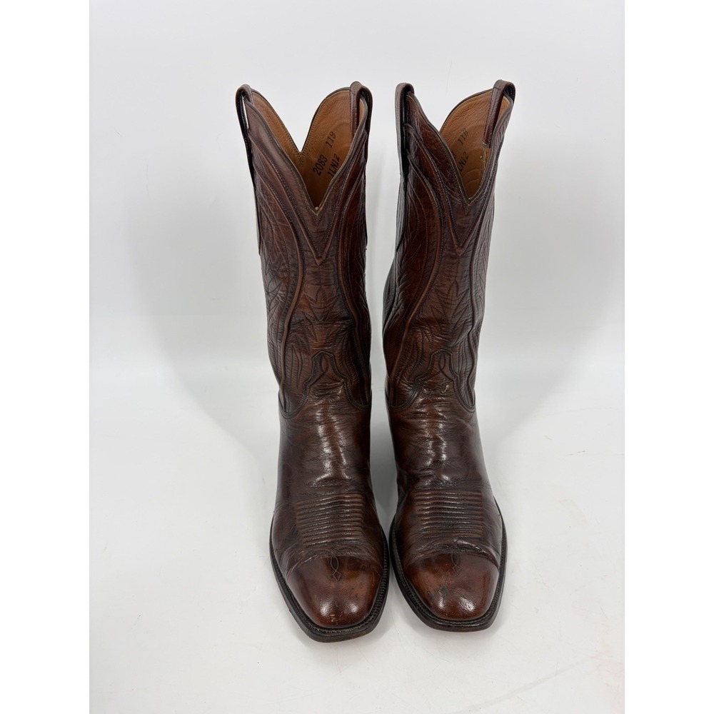 Vtg Lucchese San Antonio Sz 11B Brown Classic Ranch Cowboy Boots USA Western